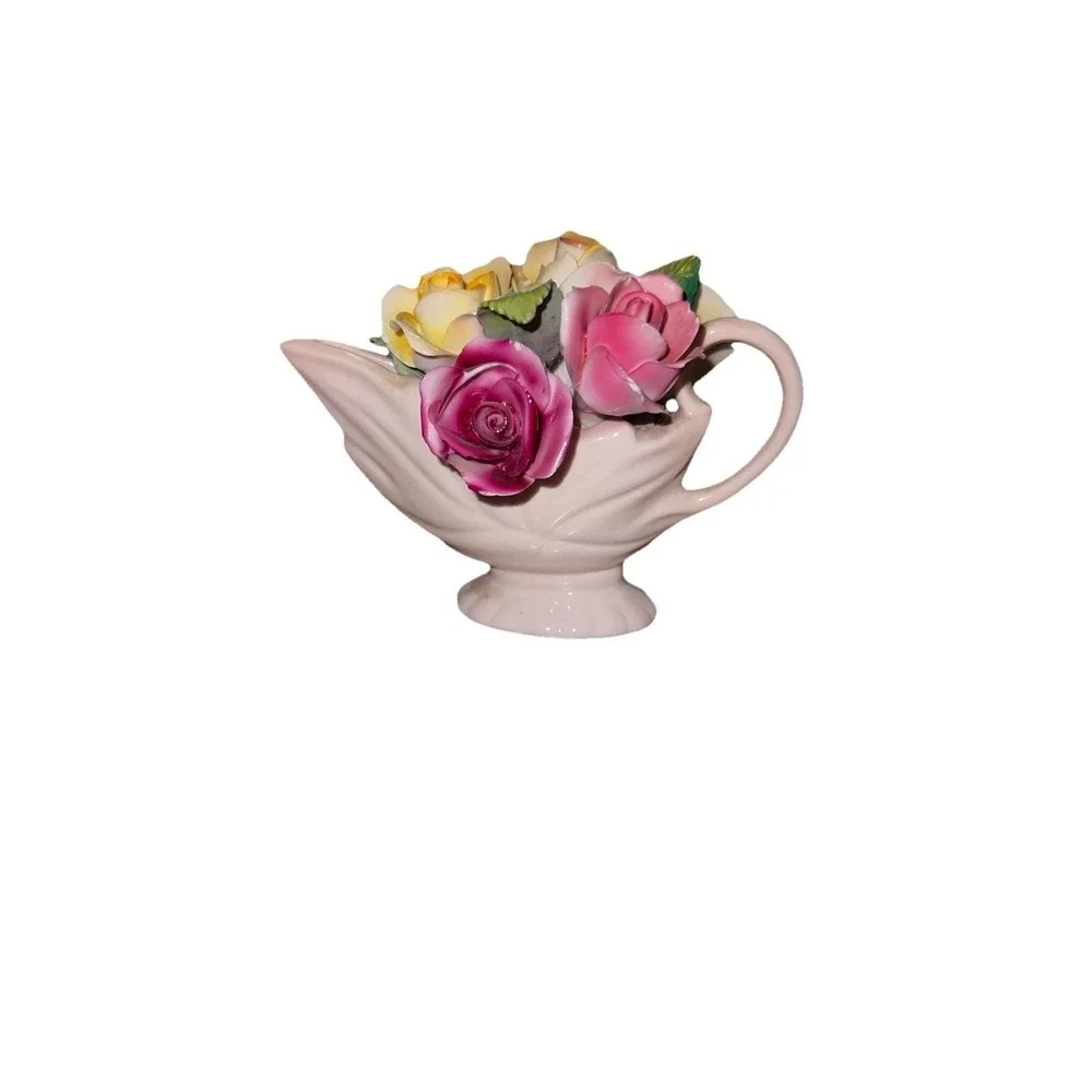 Vintage Thorley Staffordshire English Bone China Rose Floral Figurine‎ Vase EUC